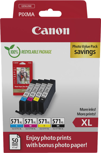 CLI-571 XL + 10x15 cm Fotopapier 50 Blatt