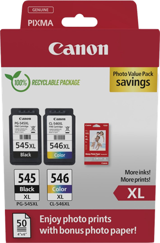 PG-545XL + CL-546XL + 10x15 cm Fotopapier 50 Blatt